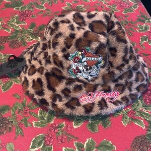 NWT Ed Hardy Bucket Hat, Leopard Print.